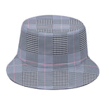 Navy Blue Prince of Wales Check Print Bucket Hat