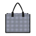 Navy Blue Prince of Wales Check Print Canvas Tote Bag