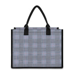 Navy Blue Prince of Wales Check Print Canvas Tote Bag