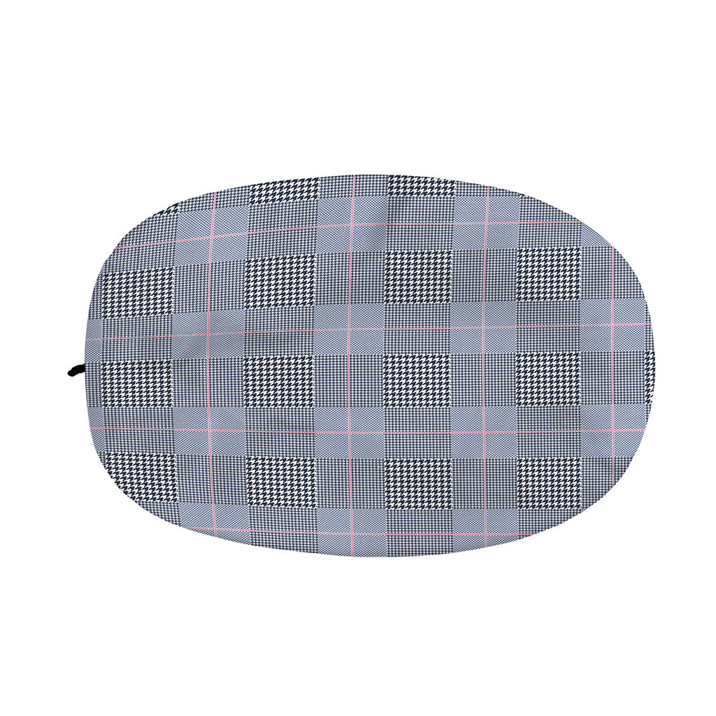 Navy Blue Prince of Wales Check Print Car Side Mirror Covers