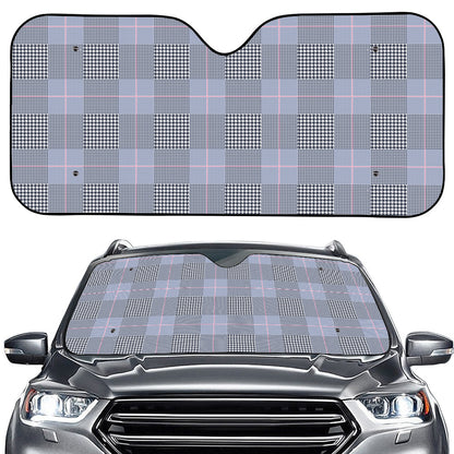 Navy Blue Prince of Wales Check Print Car Windshield Sun Shade