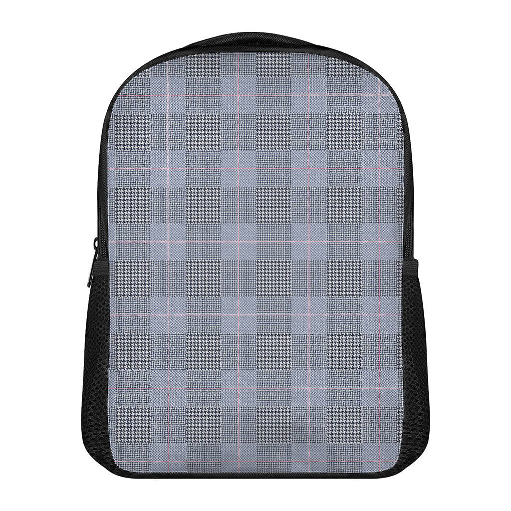 Navy Blue Prince of Wales Check Print Casual Backpack