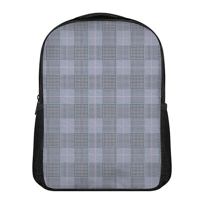 Navy Blue Prince of Wales Check Print Casual Backpack