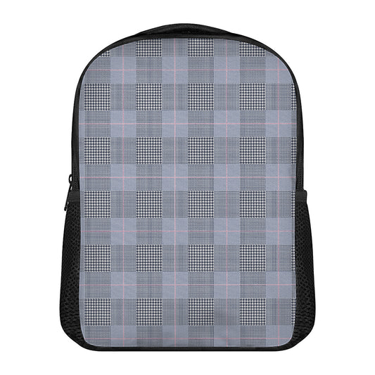 Navy Blue Prince of Wales Check Print Casual Backpack