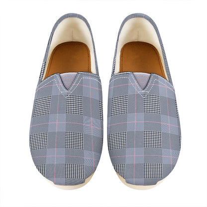 Navy Blue Prince of Wales Check Print Casual Shoes