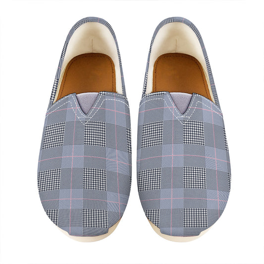 Navy Blue Prince of Wales Check Print Casual Shoes