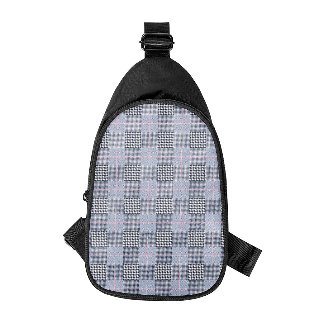 Navy Blue Prince of Wales Check Print Chest Bag