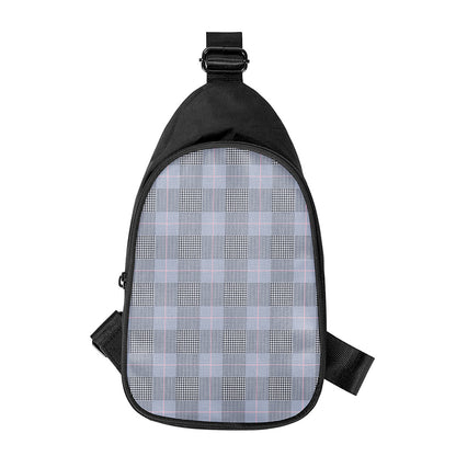 Navy Blue Prince of Wales Check Print Chest Bag