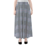 Navy Blue Prince of Wales Check Print Chiffon Maxi Skirt