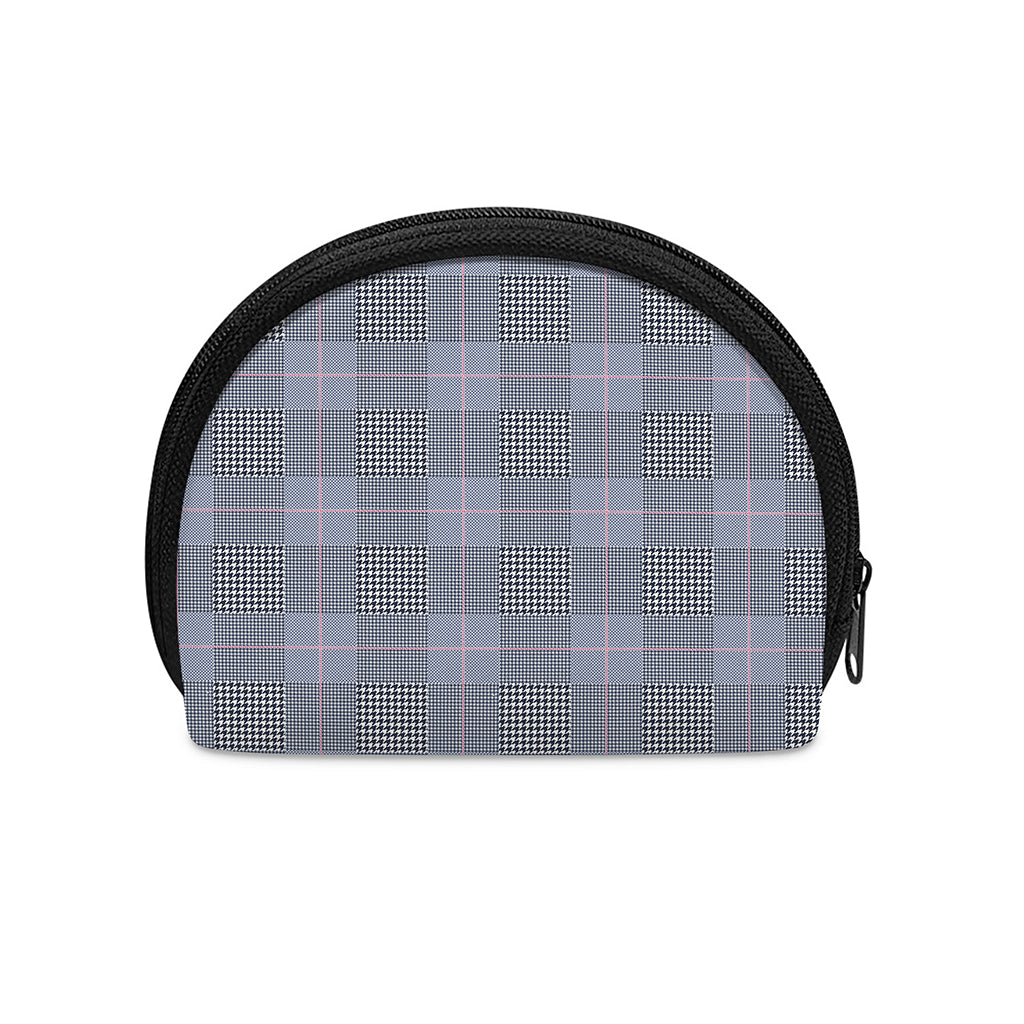 Navy Blue Prince of Wales Check Print Coin Purse