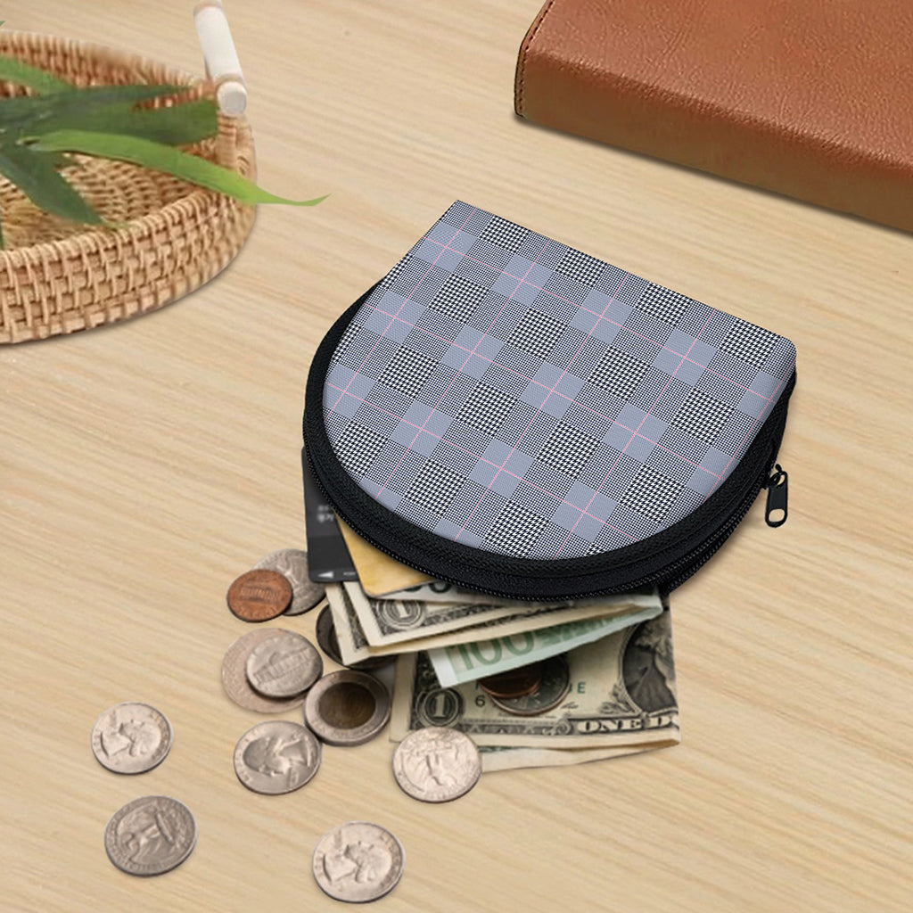 Navy Blue Prince of Wales Check Print Coin Purse