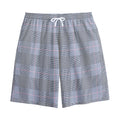 Navy Blue Prince of Wales Check Print Cotton Shorts