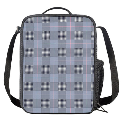 Navy Blue Prince of Wales Check Print Crossbody Lunch Bag