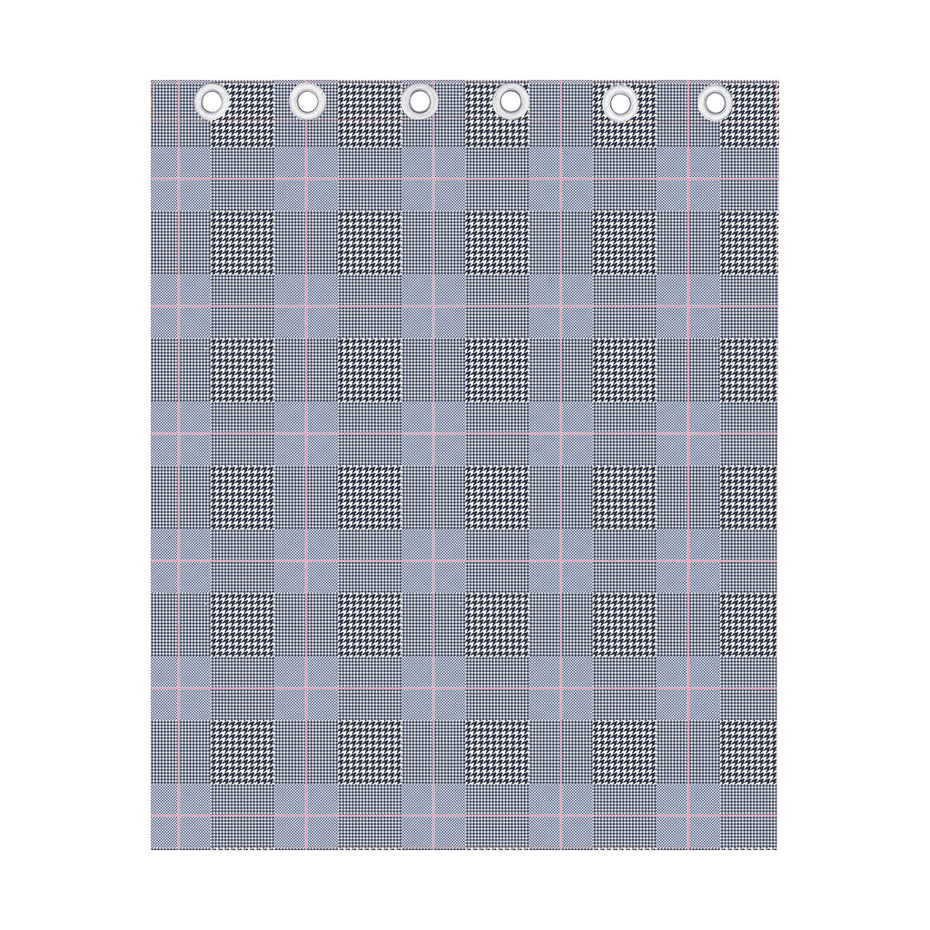Navy Blue Prince of Wales Check Print Curtain
