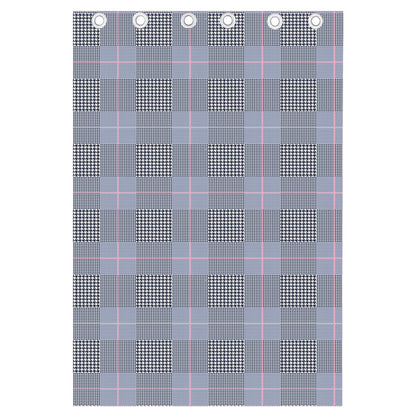 Navy Blue Prince of Wales Check Print Curtain
