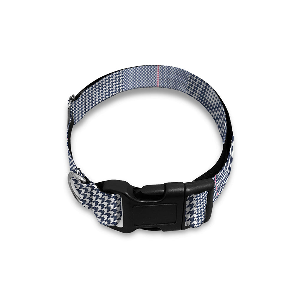 Navy Blue Prince of Wales Check Print Dog Collar