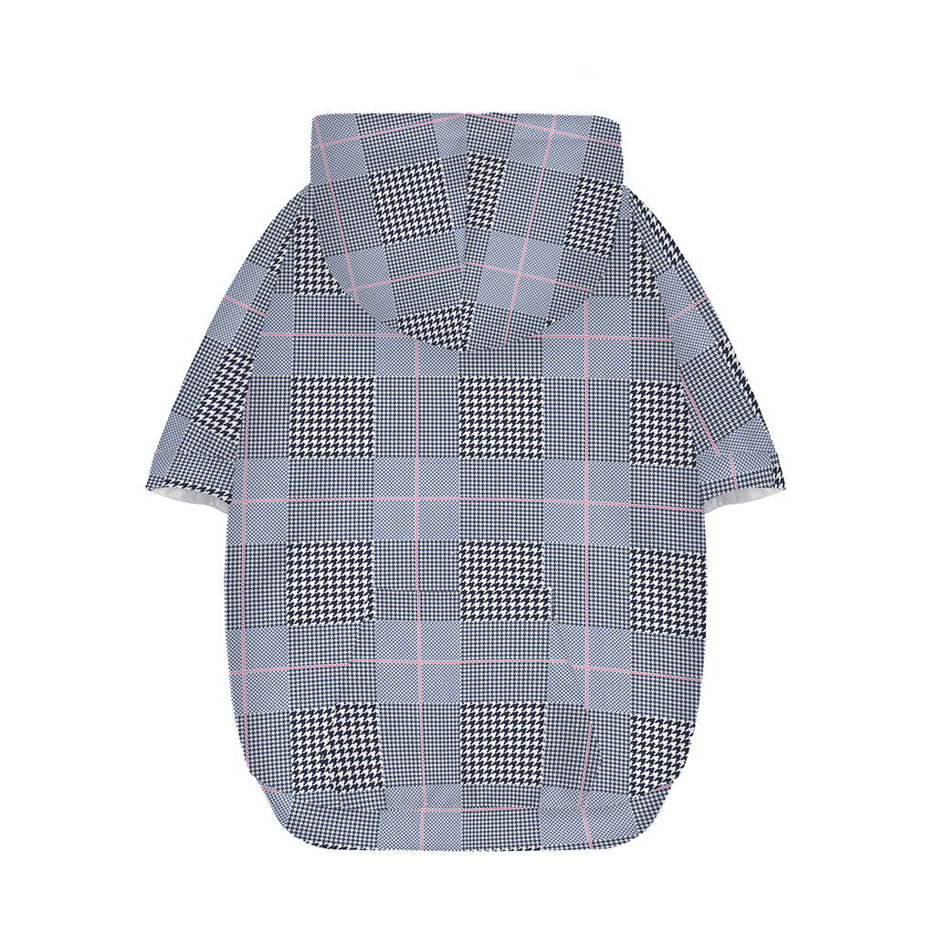 Navy Blue Prince of Wales Check Print Dog Zip Up Hoodie