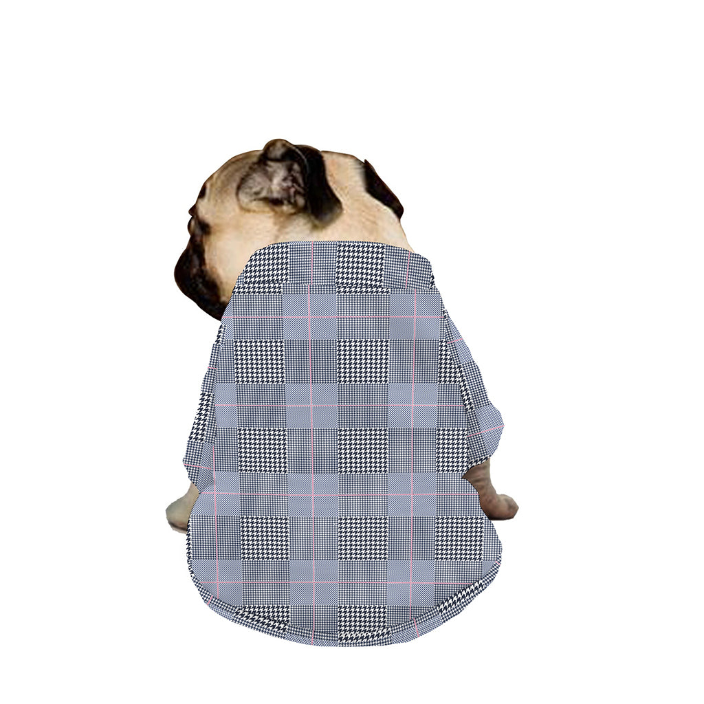 Navy Blue Prince of Wales Check Print Dog Zip Up Jacket