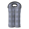 Navy Blue Prince of Wales Check Print Double Neoprene Wine Tote