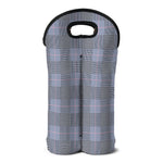 Navy Blue Prince of Wales Check Print Double Neoprene Wine Tote