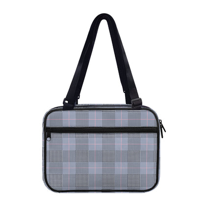 Navy Blue Prince of Wales Check Print Double Strap Bible Bag