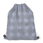 Navy Blue Prince of Wales Check Print Drawstring Bag