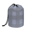 Navy Blue Prince of Wales Check Print Drawstring Makeup Bag