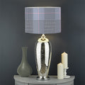 Navy Blue Prince of Wales Check Print Drum Lamp Shade