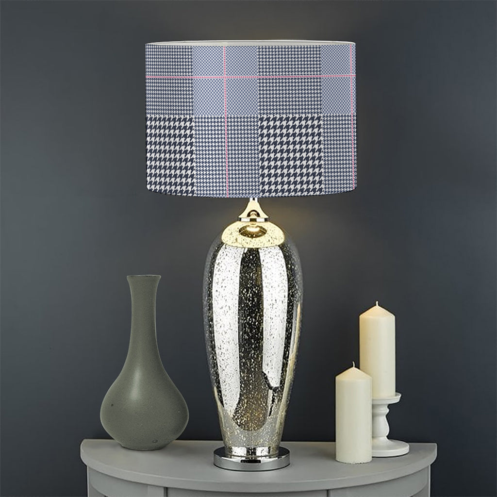 Navy Blue Prince of Wales Check Print Drum Lamp Shade