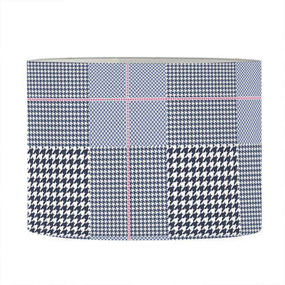 Navy Blue Prince of Wales Check Print Drum Lamp Shade
