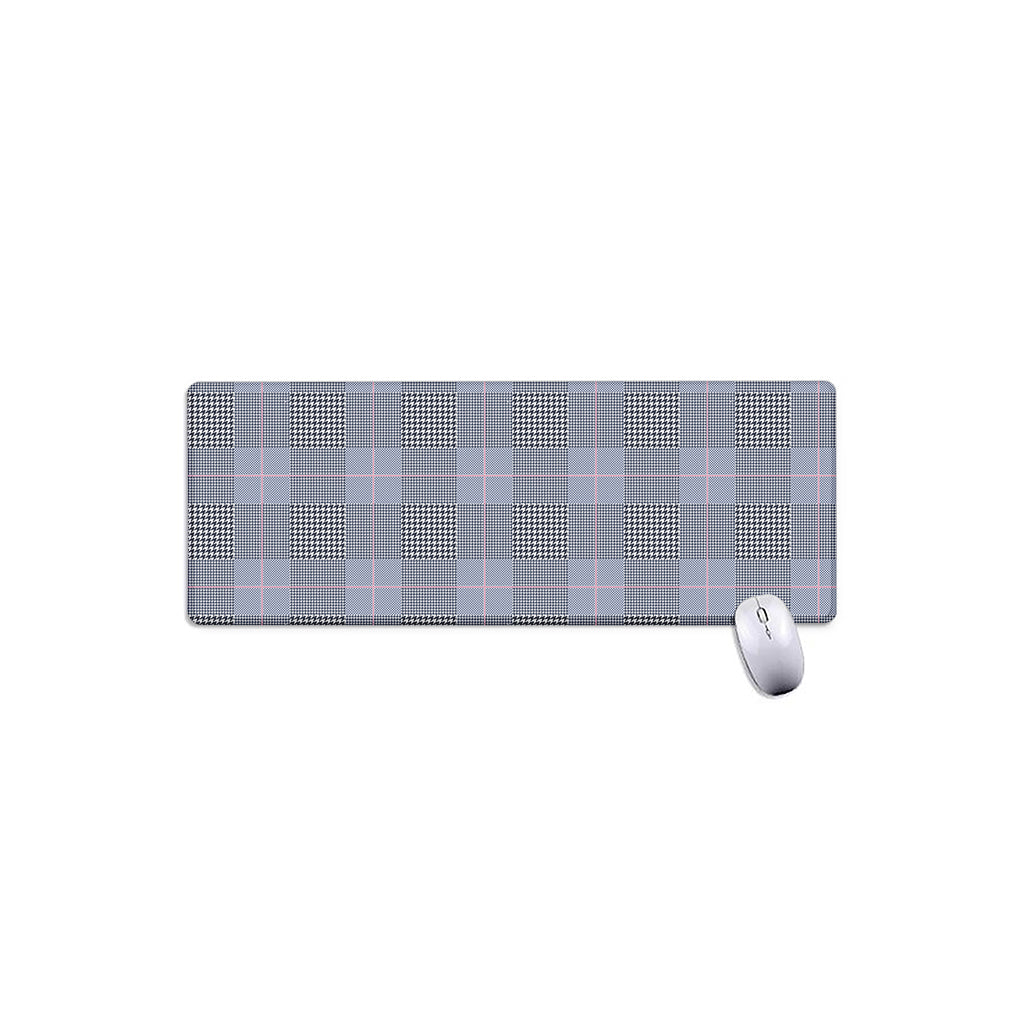 Navy Blue Prince of Wales Check Print Extended Mouse Pad