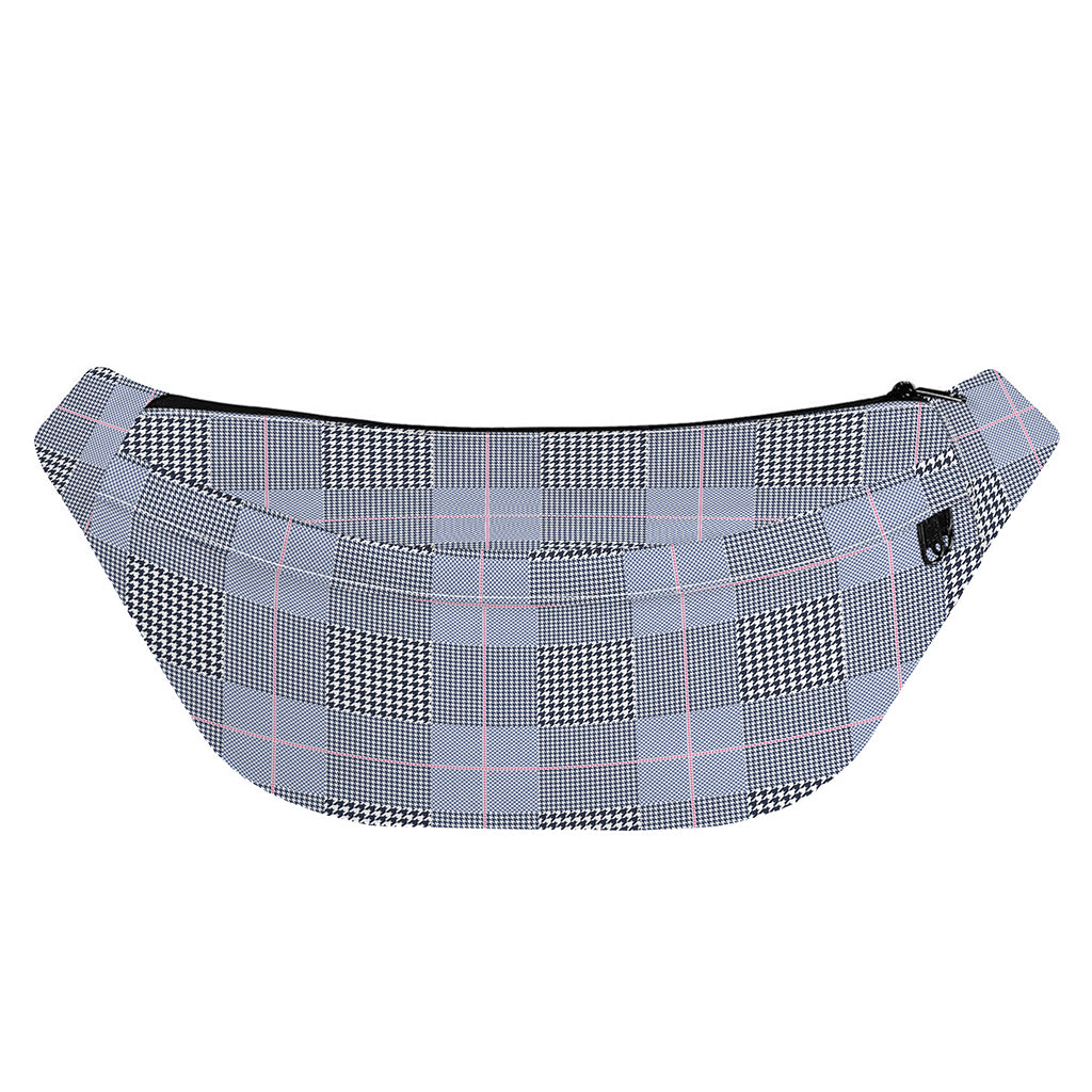 Navy Blue Prince of Wales Check Print Fanny Pack