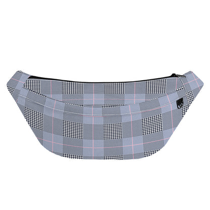 Navy Blue Prince of Wales Check Print Fanny Pack