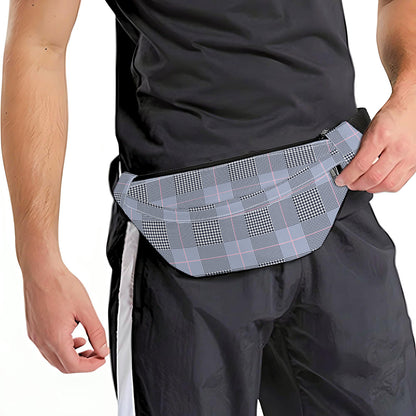 Navy Blue Prince of Wales Check Print Fanny Pack