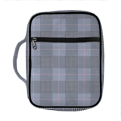 Navy Blue Prince of Wales Check Print Front Pocket Bible Bag