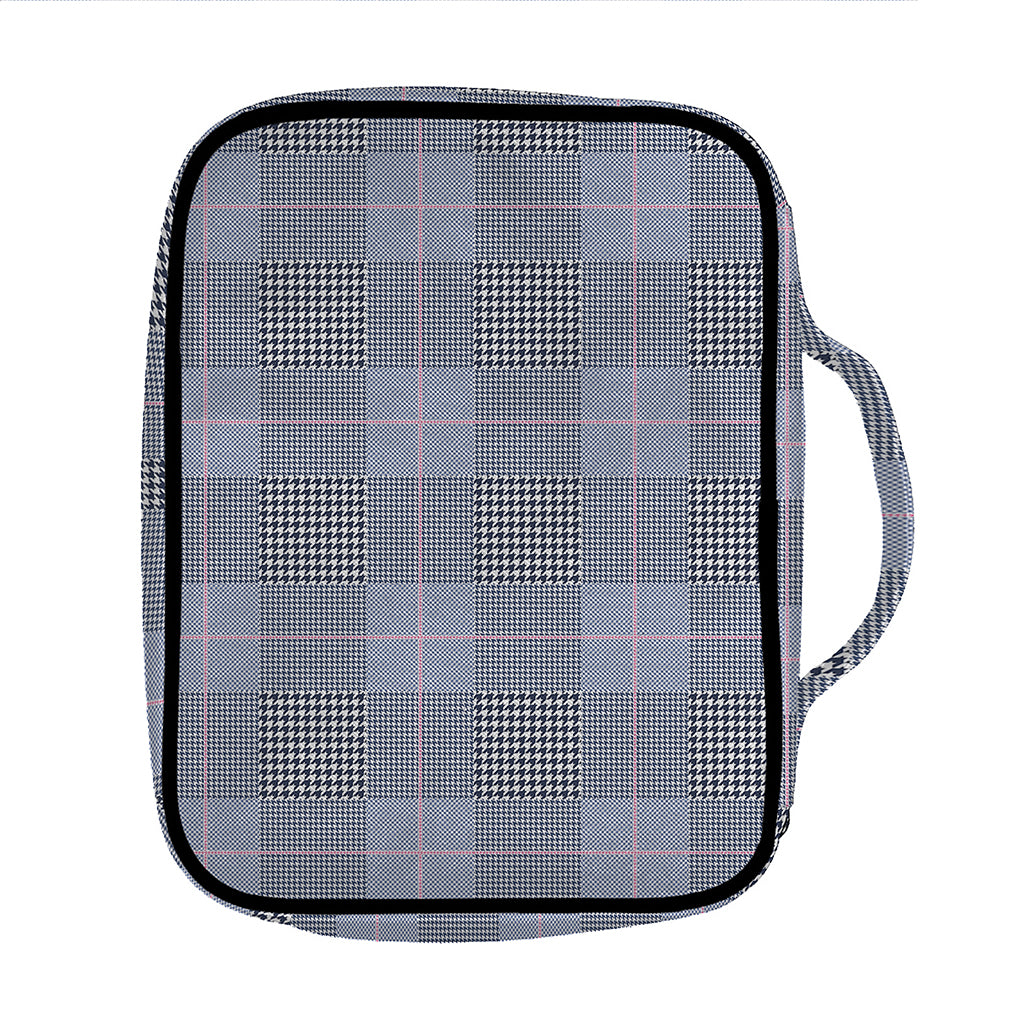 Navy Blue Prince of Wales Check Print Front Pocket Bible Bag