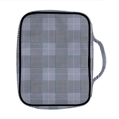 Navy Blue Prince of Wales Check Print Front Pocket Bible Bag