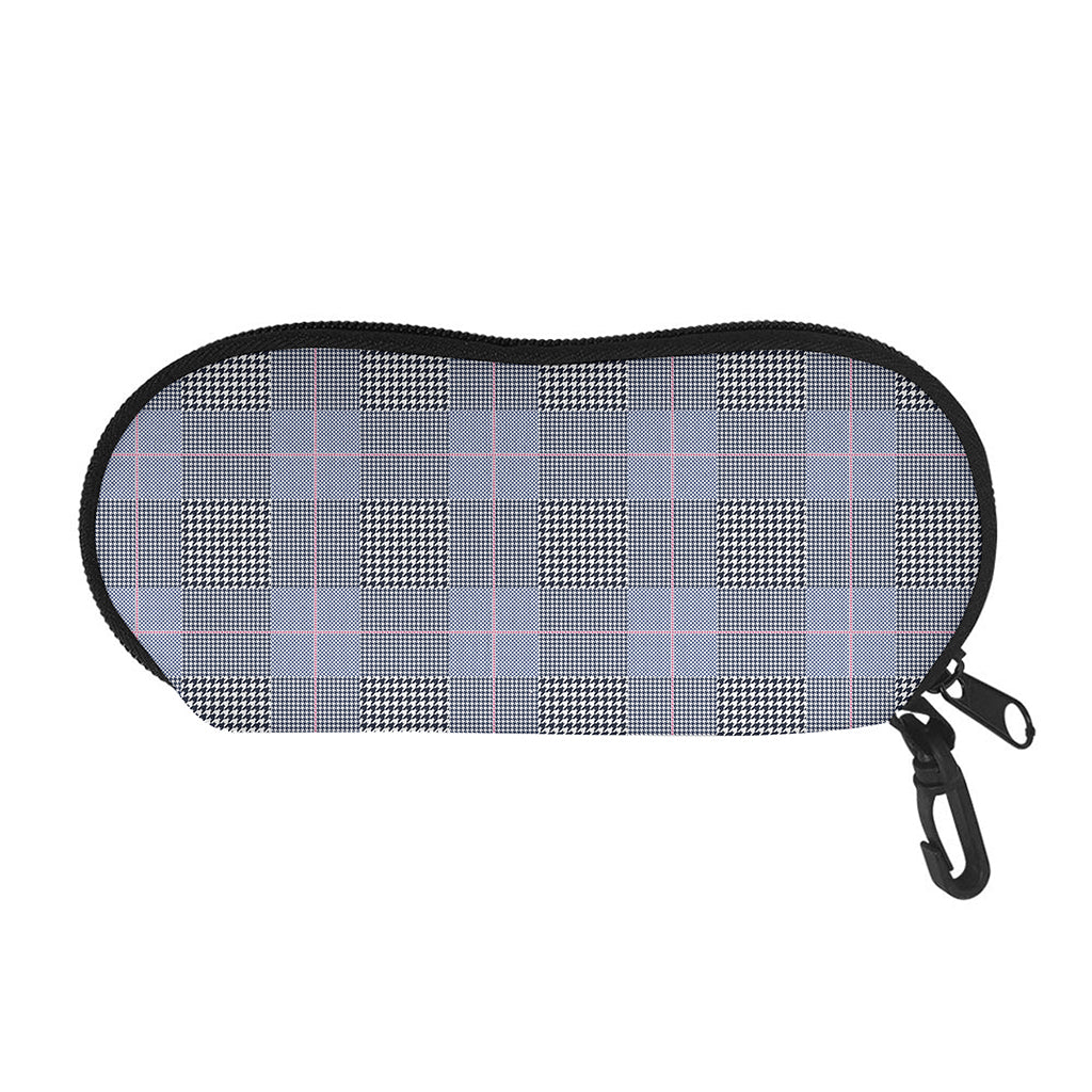 Navy Blue Prince of Wales Check Print Glasses Case