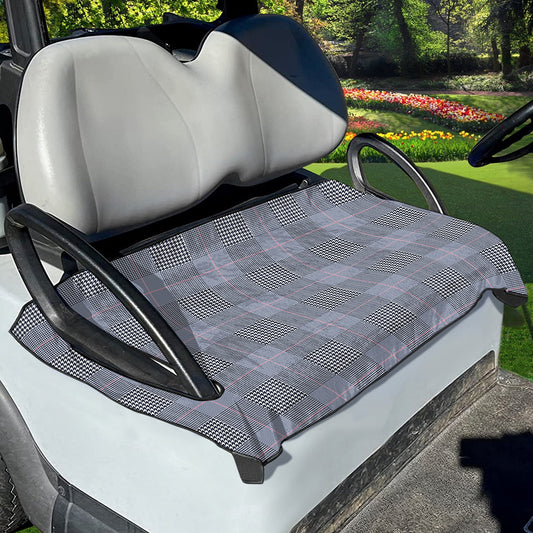 Navy Blue Prince of Wales Check Print Golf Cart Seat Cover
