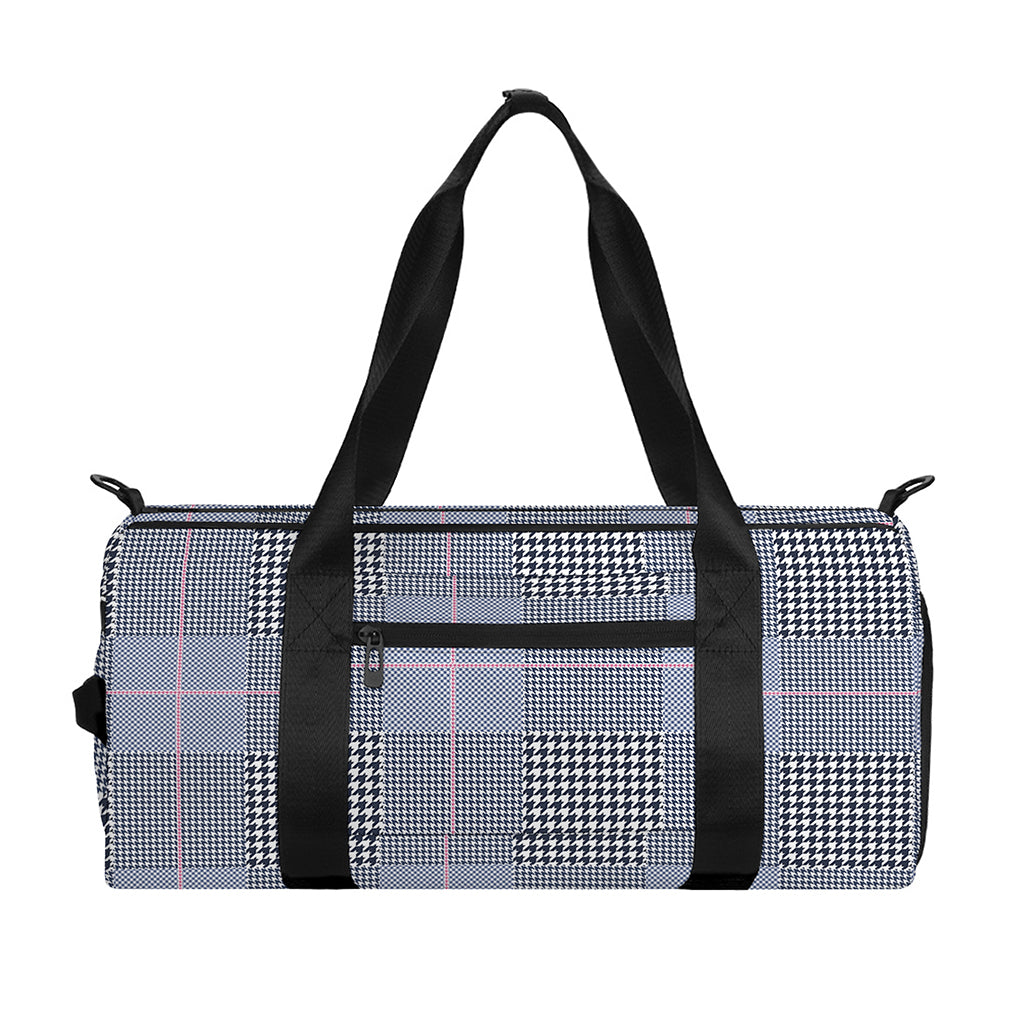 Navy Blue Prince of Wales Check Print Gym Bag