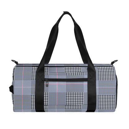 Navy Blue Prince of Wales Check Print Gym Bag