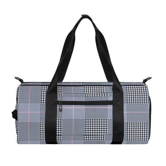 Navy Blue Prince of Wales Check Print Gym Bag