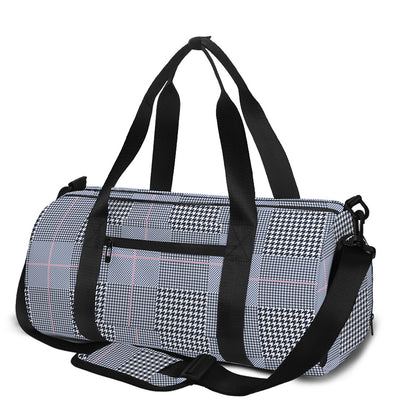 Navy Blue Prince of Wales Check Print Gym Bag