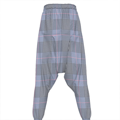 Navy Blue Prince of Wales Check Print Hammer Pants