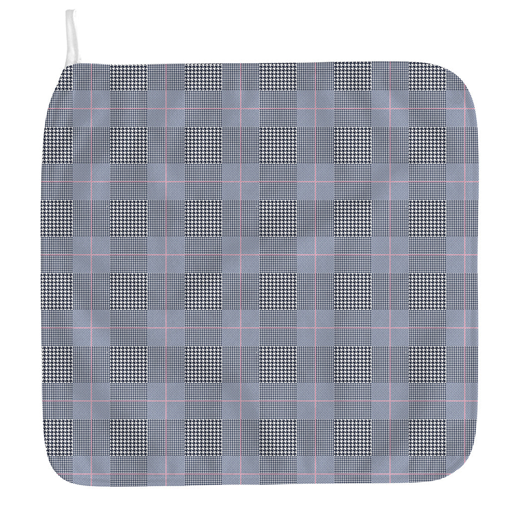 Navy Blue Prince of Wales Check Print Hand Towel