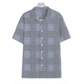 Navy Blue Prince of Wales Check Print Hawaiian Shirt