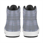 Navy Blue Prince of Wales Check Print High Top Leather Sneakers