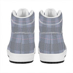Navy Blue Prince of Wales Check Print High Top Leather Sneakers