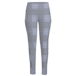 Navy Blue Prince of Wales Check Print High-Waisted Pocket Leggings