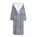 Navy Blue Prince of Wales Check Print Hooded Bathrobe